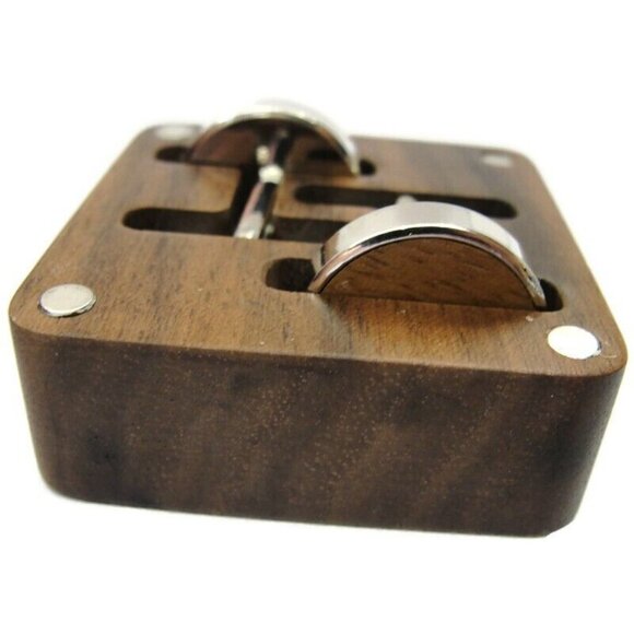 Brown Wooden Cufflinks Initials "KD"  IOB - Picture 10 of 13